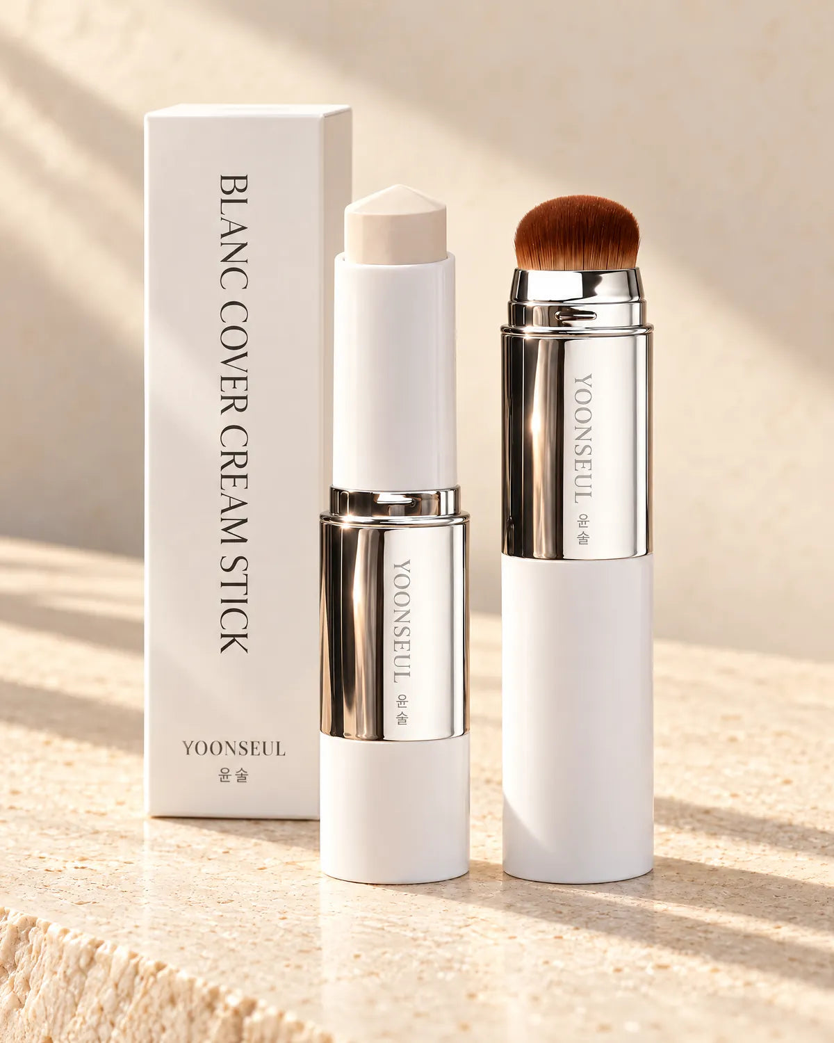 Base de maquillaje en barra YOONSEUL con brocha integrada y su caja