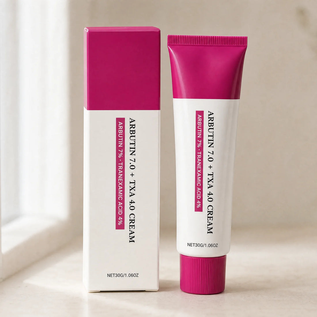 Crema Facial Iluminadora Arbutina 7% + Ácido Tranexámico 4% – envase