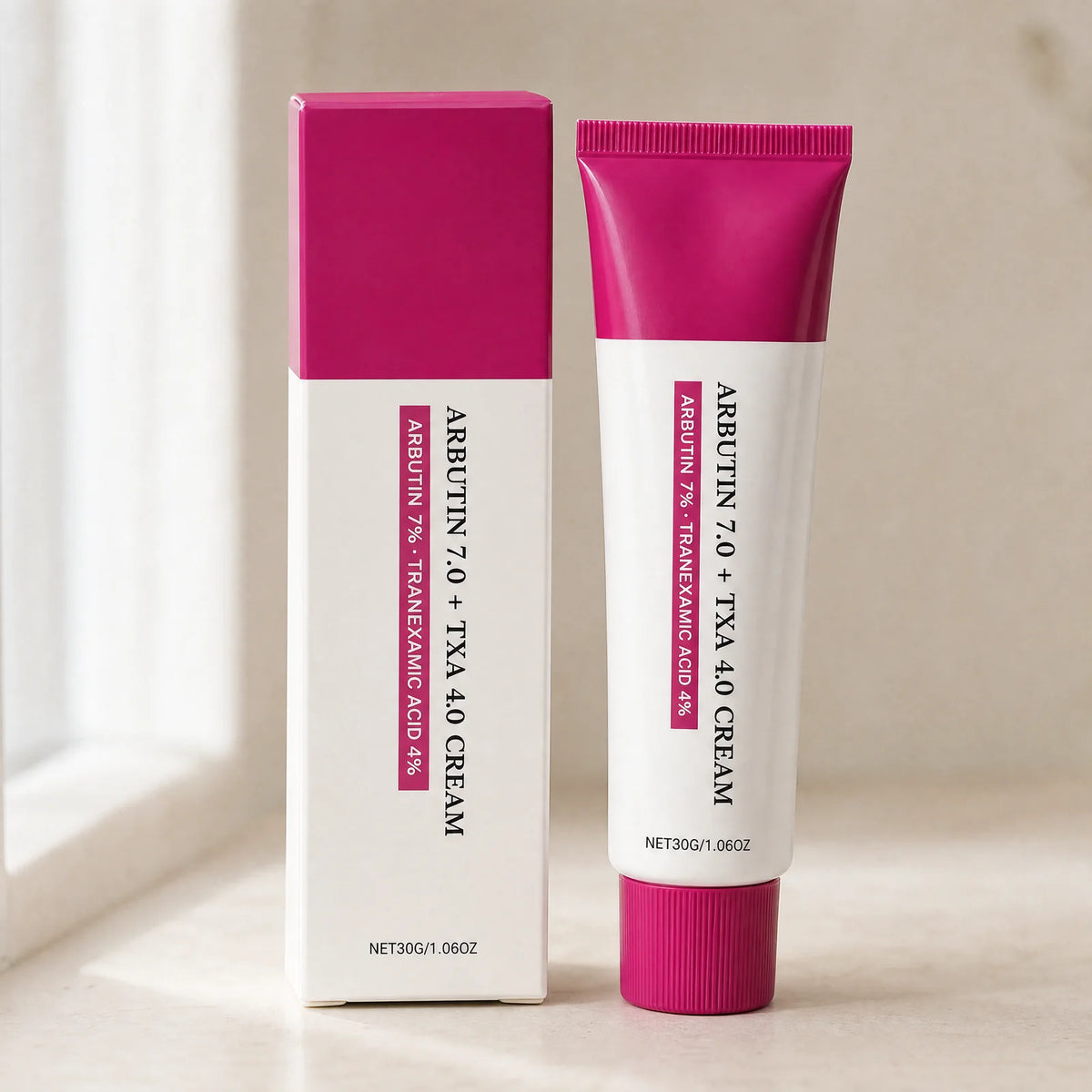 Crema Facial Iluminadora Arbutina 7% + Ácido Tranexámico 4% – envase