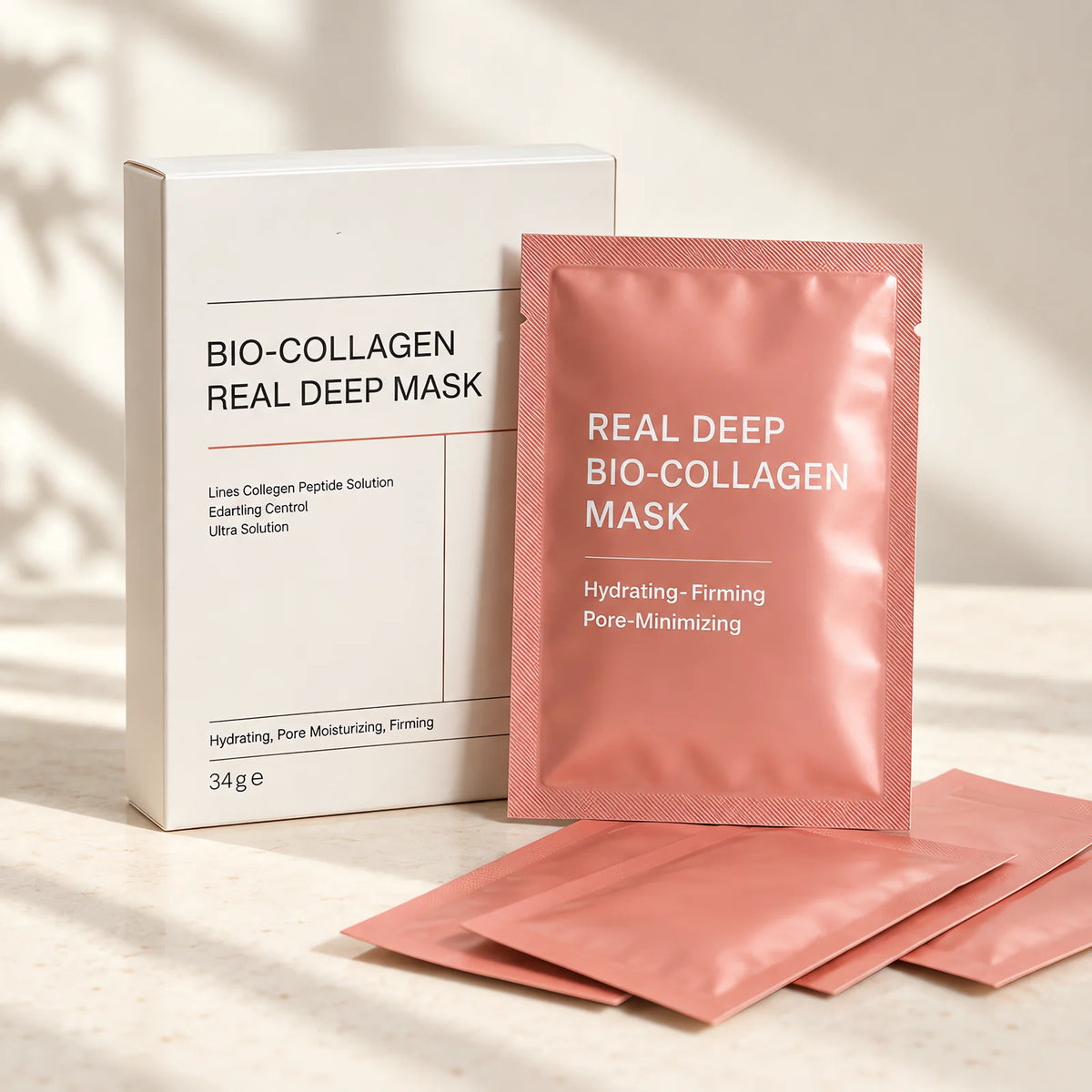 Mascarillas de Biocolágeno · Pack de 5 – envase